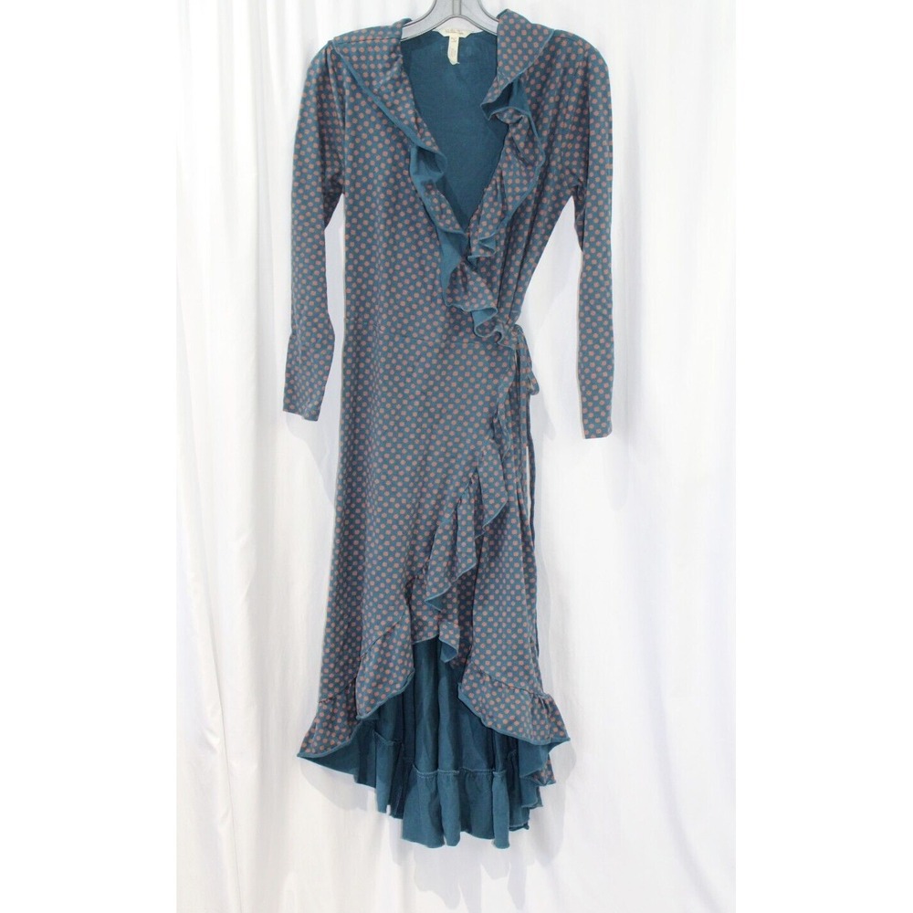 Matilda Jane Blue Ruffle Trim Reunion Wrap Dress S